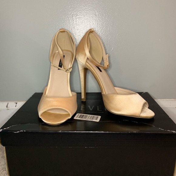 Champagne Ankle Strap Heels - Picture 2 of 5